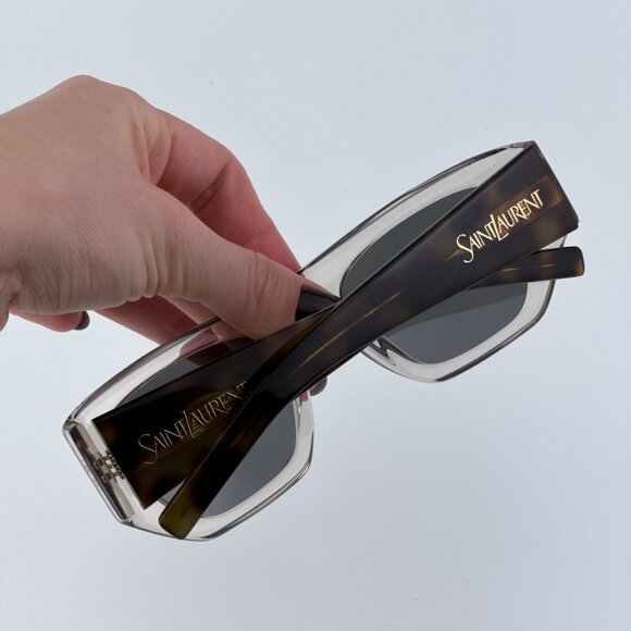 Saint Laurent SL740 003 BRAND NEW Sunglasses Beige Havana Silver Square Unisex main image 10